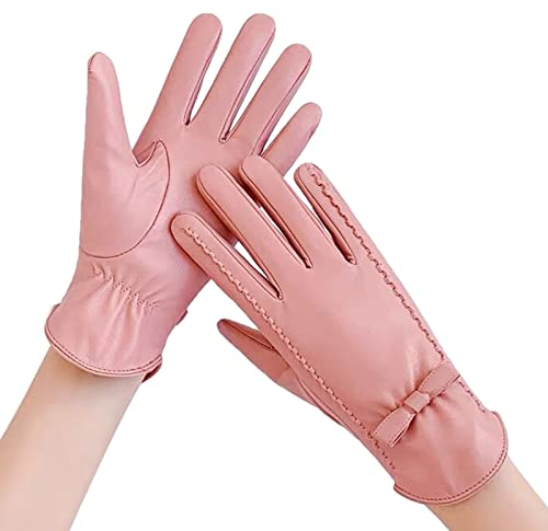 Fulidngzg Handschuhe Leder Damen Schwarz Wasserdicht Damenhandschuhe Lederhandschuhe Elegant Winter Winterhandschuhe Touchscreen Gefüttert Warm Lammfellhandschuhe Thermohandschuhe