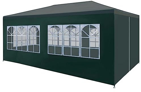 AUVYI Tenda da Giardino 6x3x2,55 m Verde Tendone Per Esterno Impermeabile Tende Per Eventi Tenda Feste Tende Gazebo Per Matrimoni Feste Tetto e Pannelli Laterali in PE + Struttura in Acciaio