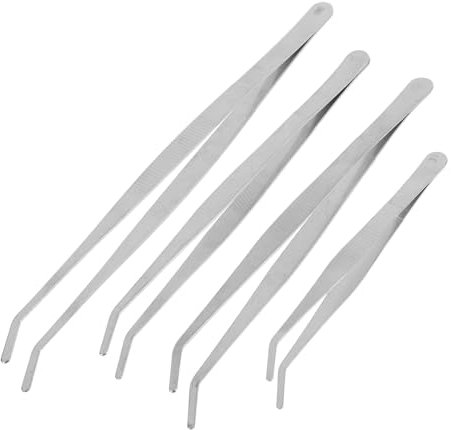 DIKACA 4 Stück Pinzette Aus Edelstahl Pflanzenfütterungszange Präzisionspinzette Kleine Gartenpinzette Küchenpinzette Und Zange Garten Pinzette 16c Rostfreier Stahl Gerader Kopf Haushalt
