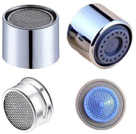 Faucet Aerator Female Thread 55/64-27UNS, Chrome Brass Shell Kitchen Sink Aerator and Bathroom Sink Filter with Gasket for Kitchen and Bathroom(4Pcs)