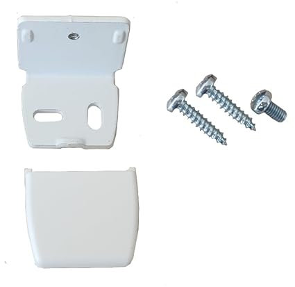 Plissee Zubehör Winkel mit Abdeckkappe zur Montage von Plissee Spannschuh in 5 Farben, 1 Stück incl. Schrauben (Weiss)
