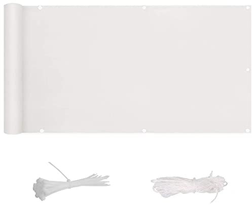 Balkon Sichtschutz 0.8x5.5m UV Proof Polyester Wetterbeständig für Hinterhof Pool Veranda Geländer Gartenarbeit Weiß Sichtschutz für Balkon Sichtschutz und Sonnenschutz