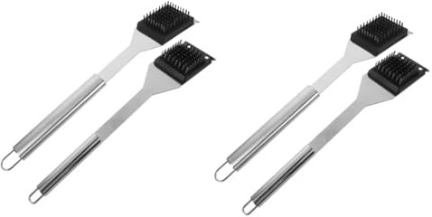 BESPORTBLE 2sets Oven Cleaning Brush Grill Outdoor Bread Loaf Pan Barbecue Kitchen Rack Oven Liner Sauce Wire Scraper Pusher Mitts Charcoal Basket Tool Griddle Wand Silver Stainless 2pcs*2