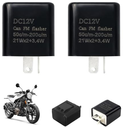 2 Stück 2 polige Blinkrelais, 12V LED Blinker Relais, Blinkerrelais Blinkfrequenzkontroll Relai für Motorrad, Einstellbare Blinkgeschwindigkeit, Hochwertige Anzeige, Kompatibel mit meisten Fahrzeugen