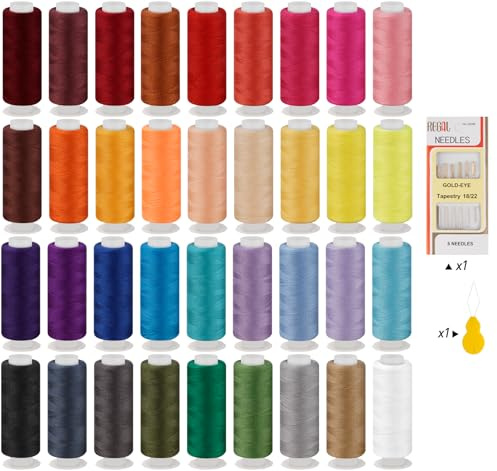 Stiverse 47 St. 36 Farben Nähgarn, 400 Yard Nähgarn für Nähmaschine, Polyestergarn, Allzweck-Nähmaschinengarn, Garn für Nähmaschine/Handnähen/Handquilten