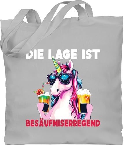 Shirtracer - Baumwolltasche - & Alkohol Damen - Die Lage ist besäufniserregend Einhorn I Saufen Geschenk Saufi Saufi Einhorn I Mallorca Party I JGA I Malle I Karneval I Junggesellenabschied