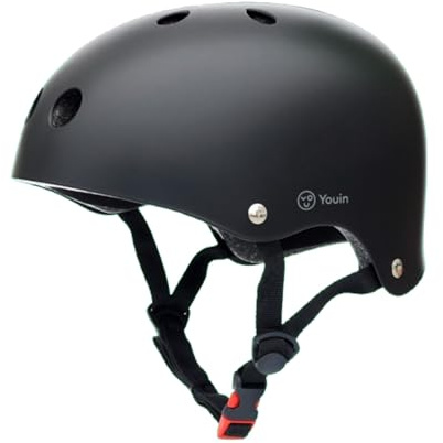 Youin MA1016 Casco urbano nero regolabile per bici e monopattini omologato leggero confortevole con ventilazione interna e fodera rimovibile EN1078
