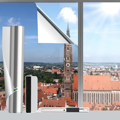 Lursvik Window Film Privacy film for glass windows, One Way Mirror Tint Sticker Sun Blocker UV Blackout Heat Control Anti Glare See Out Not in for Home Office