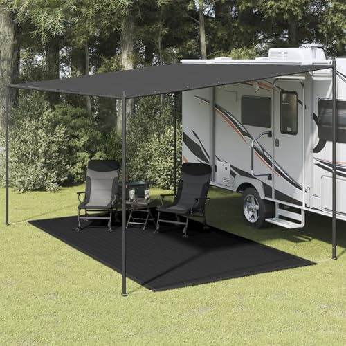 Gecheer Zeltteppich Vorzeltteppich Campingteppich Vorzeltboden Zeltboden Camping Teppich Wohnwagen Terrasse Outdoor 250x350 cm Schwarz
