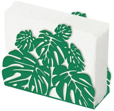 SUPERDANT Servilletero con diseño de hoja de tortuga para mesas, servilletero, hojas verdes, dispensador de servilletas, pañuelos de metal, práctico para encimeras de cocina, restaurantes