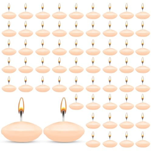 HA BIN 60 Pezzi candela Galleggianti, 38 mm, Non Profumate, per Matrimoni, Notti Romantiche, Addii al Nubilato, Decorazioni (Arancione Chiaro)