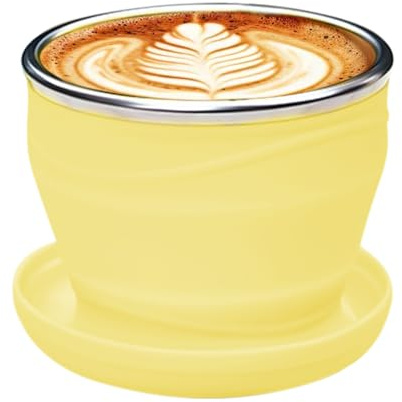 Vasos plegables para viajes, taza de café de 180 ml con tapa y cordón, taza reutilizable para café, bebida fría, cocina, playa, picnic al aire libre