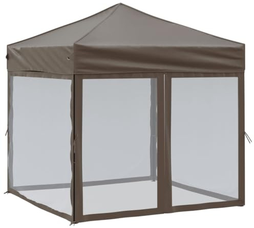 Tonnelle de Jardin Pliable, Tente de Réception Pavillon Barnum de Jardin avec parois Taupe 2x2 m