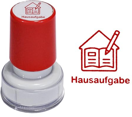 Lehrer Stempel Hausaufgabe Rot 25mm Selbstfärbestempel für Schule Korrektur
