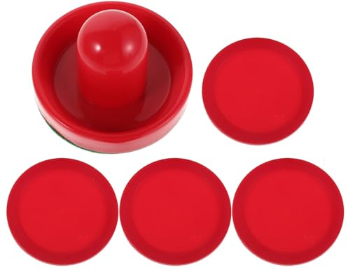 Milisten Poussoirs de Hockey sur Air Rouges 96 MM et Palets en Plastique Haute Densité Ensemble de 8 Accessoires pour Table Air Hockey Remplacement Équipement pour Adultes et Garçon et