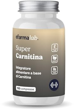eFarmaLab Super Carnitina Integratore di L-Carnitina Tartrato | Metabolismo dei Grassi ed Energia | Supporto Sportivo | 150 Compresse | Made in Italy