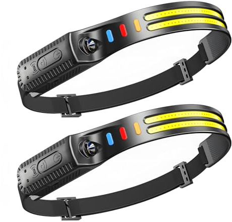 VKH Juego de 2 bombillas LED recargables de 230° con sensor de ángulo amplio y luz blanca de 1200 mAh, batería de 1200 mAh, resistente al agua IPX5