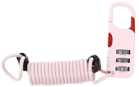 Pink Steel Cable Motorcycle Lock with Resettable Combination, Portable