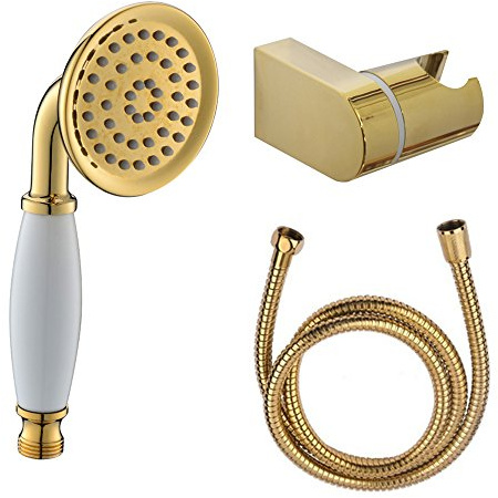 Ownace Classic Telephone Hand Shower Head Set Gold Finish Brass & Ceramics | Traditional Handheld Showers With Adjusted Shower Holder and 1.5M Shower Hose for Bathroom