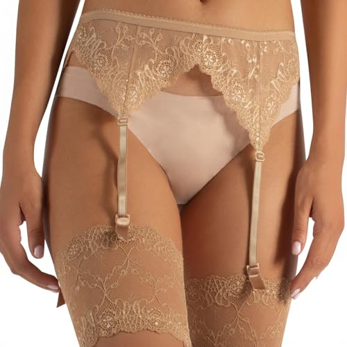 CALZITALY Strapsstrümpfe, Dessous & Strumpfhalter, Strumpfgürtel, Schwarz, Weiß, Elfenbeinfarbe, Hautfarbe, Regular & Große Größen, MADE IN ITALY (Einheitsgröße, Hautfarbe)