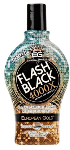 European Gold Flash Black 4000X Indoor Tanning Lotion with Time-Release DHA Bronzers, 12 oz