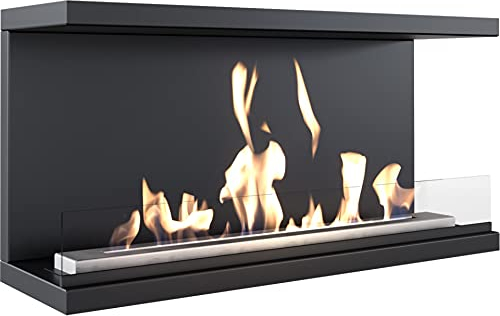 Kratki Chimenea de etanol X-Ray chimenea colgante de pared de fuego real con placa de vidrio dimensiones en cm: W100 x H 50 x D30 longitud de la línea de fuego 75 cm combustible: etanol para una magia