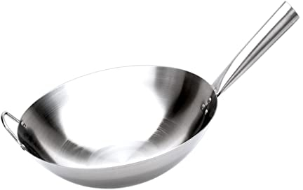 YYUINU Padella Wok, Padella Antiaderente in Acciaio Inossidabile con Manico,40cm