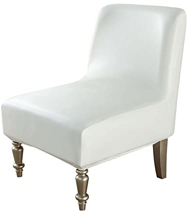 CEKTOYS Sesselhussen Ohne Armlehnen, PU Leder Wasserdicht Husse Überzug ​für Clubsessel Sofabezug Freizeit Sesselbezug Abnehmbare Husse Für Cafe Stuhl Sessel Für Wohnzimmer Hotel-Weiß-1-Stck