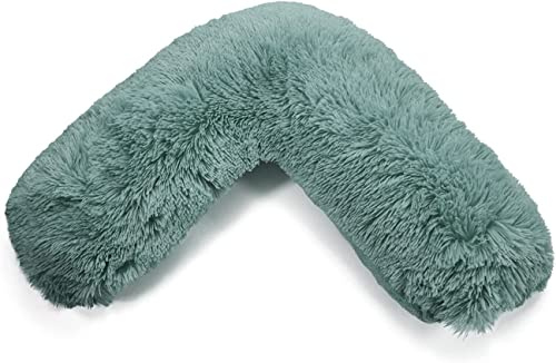 NIGHTZONE Teddy V Shaped Complete V Pillow or V Case Only For Neck Maternity Back Support Soft Warm Plush Cosy Fleece V Shape Cover (Teddy Cuddles Teal, Teddy Cover With V Pillow)