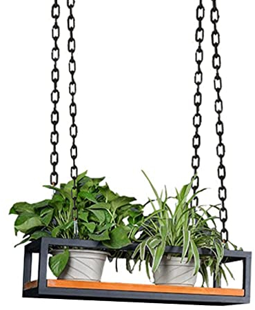 Deckenregal Hängend Pflanzenständer Blumenständer für Aufhängen an der Decke Stabiler Deckenhänger Blumentopfregal Hängeregal für Blumen Pflanzen, Massivholz und Metall (Size : 100x25x15cm)