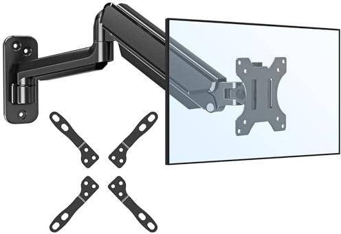 ELIVED Supporto da parete per monitor max. 35 fino a 12 kg, VESA 75/100/200 mm, molla a gas PC, monitor Hatlerung a parete, regolabile in altezza, braccio per monitor Ultrawide Premium EV6023