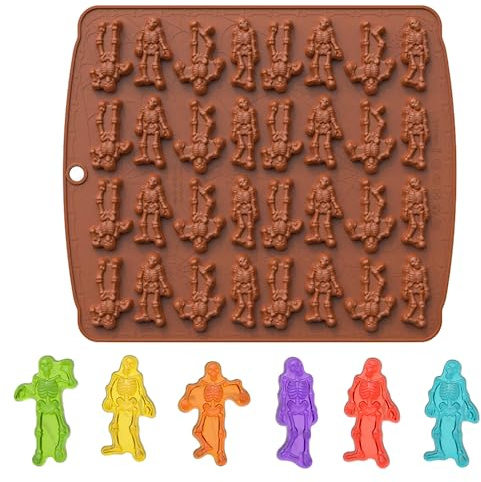 Moule en silicone pour Halloween, 1 lot de 32 cavités, moule à chocolat en forme de squelette pour Halloween, bonbons, gelée, chocolat