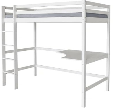 Lit Enfant Mezzanine avec Bureau Angéla 90 x 190 cm - Blanc