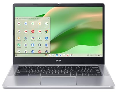 Acer Chromebook 314 CB314-4H-C2UW Laptop | Procesador Intel N100 | Pantalla IPS Full HD de 14 pulgadas (1920 x 1080) | 4GB LPDDR5 | 64GB eMMC | Intel Wireless Wi-Fi 6E AX211 | Chrome OS | Plata pura