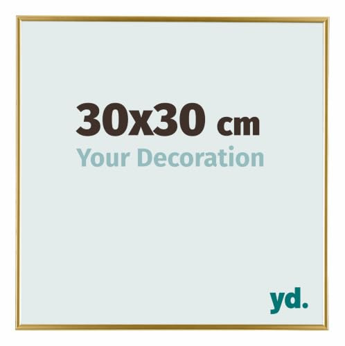 yd. Bilderrahmen 30x30 cm Gold - Kunststoff Rahmen Evry | Your Decoration, Acrylglas aus Kunststoff, Wandmontage, Geeignet für Fotos, Poster und Puzzles, Made in Holland