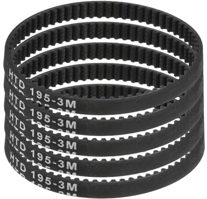 sourcing map 5 cinghie dentate HTD-3M in gomma, 65 denti, 195 mm di lunghezza x 6 mm di larghezza x 2,4 mm di altezza, puleggia ad anello chiuso, cinghia dentata