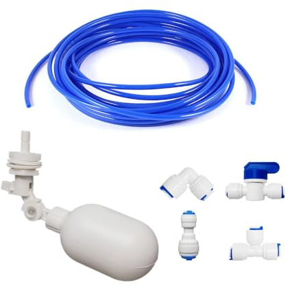 PAROAD 5 Meter Universal Wasserzulaufleitung Anschluss-Set, Kunststoff Schwimmerventil für Tank, Aquarium, Wassertrog, Teichen, Fischaquarien