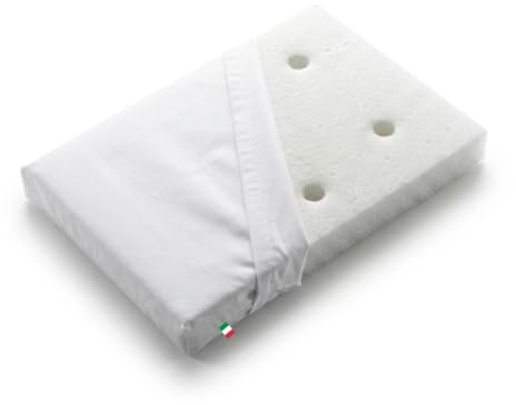 GM Cuscino Baby Memory 30x50 Cuscino Bambino Culla Ultra traspirante in Memory Foam Con Federa Bianca in 100% Cotone Sfoderabile Per lettino, trasportino, ovetto, next to me Made in Italy