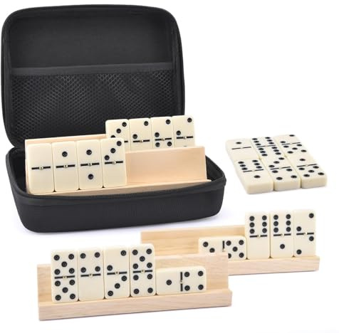 Generico Set completo di domino, 28 pezzi con custodia rigida in Eva, Giochi di domino classici, Design tradizionale, Facile da trasportare per amici di famiglia e picnic