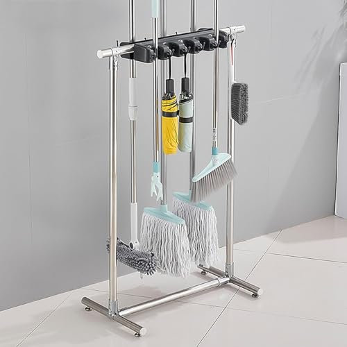 Robuster Mopp- und Besenhalter aus Metall, multifunktionaler Reinigungswagen und Werkzeug-Organizer für die Haushaltsstation, für Gartengaragen, Schulen, Krankenhäuser, Fabriken, Hotels, Imm