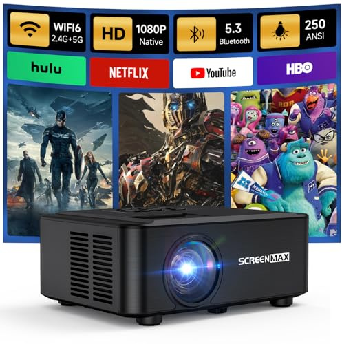 Bluetooth Projector, 12000LM Portable Projector, 50% Zoom, Movie Projector