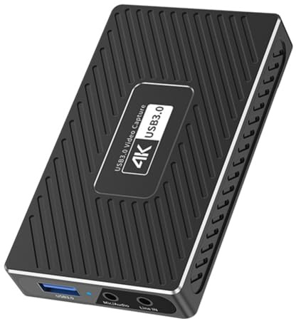 Kznifmk Videoaufnahmekarte 4K HD USB 3.0 Live-Streaming und Videorekorder mit Mikrofon-Line-Eingang