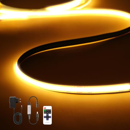 TK99SW COB LED Streifen, 1M Dimmbar 24V Warmweiß 2700K 320LEDs/M, mit RF Fernbedienung, Flexibel LED Band licht für Schlafzimmer, Zuhause,Schrank, DIY Beleuchtung
