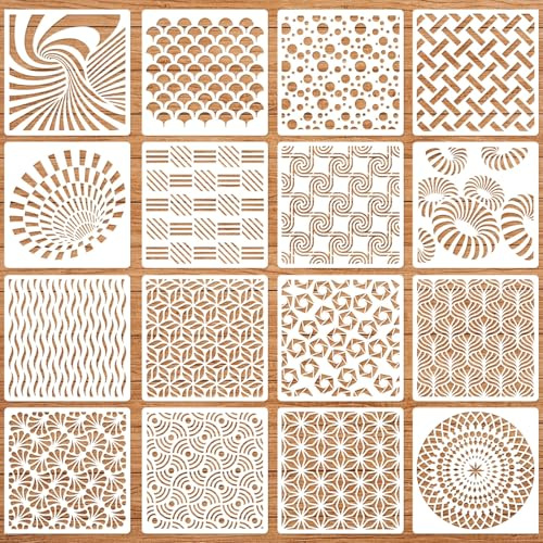 Geometrische Schablonen zum Malen, 15,2 cm Kunststoff-Schablonen zum Basteln, wiederverwendbar, Spiralwirbel und Sonnenschliff-Muster, Zeichenvorlagen für moderne Wandkunst, Möbel, Leinwand und