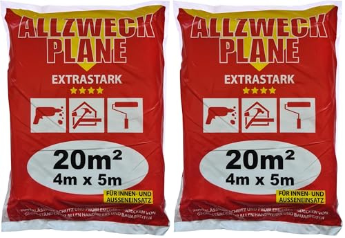 Jufol 10231 Allzweck-Plane 4 x 5 m, extra stark, für Innen- und Außeneinsatz (Packung mit 2)