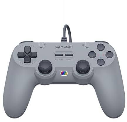 GameSir Tegenaria Lite Wired Controller für PC, Wired 1000Hz Polling Rate, Hall-Effekt Joysticks und 2 Remappable Buttons, Dual Vibration, Turbo, PC Controller für Steam/Android/iOS/Switch(Grau)