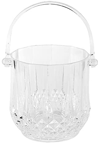 Cubo de hielo acrílico de Zenithaur, contenedor de hielo transparente elegante con mango para fiestas y eventos