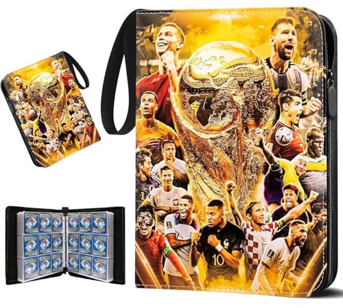 Ordner für Fußballkarten, 50 Seiten, Kartenhalter, 900 Karten, PU, transparent und wasserdicht, Album, Karten zum Spielen, Kartenspiel, Geschenk für Kinder