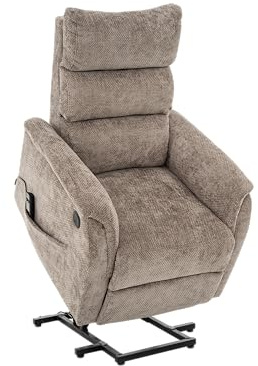 ASTAN HOGAR Sillón Relax con Función Auto-Ayuda (Levanta Personas) y reclinación eléctrica. Conexión USB/USB-C, Tapizado en Chenilla, Modelo Nido AH-AR30700GR