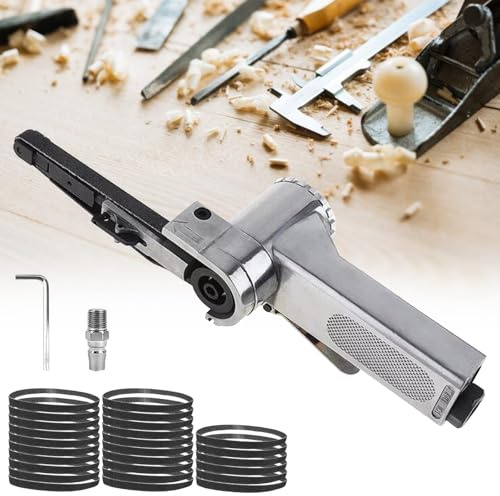 Stationaer Air Belt Sander - Compressed Air Belt Sander with 360° Rotating Handle, Hand Belt Sander, Mini Sander, Polishing Machine, Small for Wood, Belt File, Finger Sander, Belt Sander